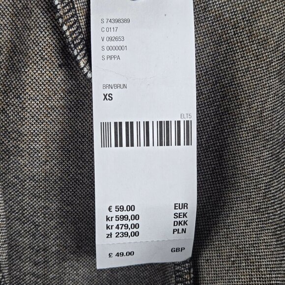 iets frans...Size XS Brown Houndstooth Zip Front Jacket Adj Collar Zip Pockets - Picture 15 of 16